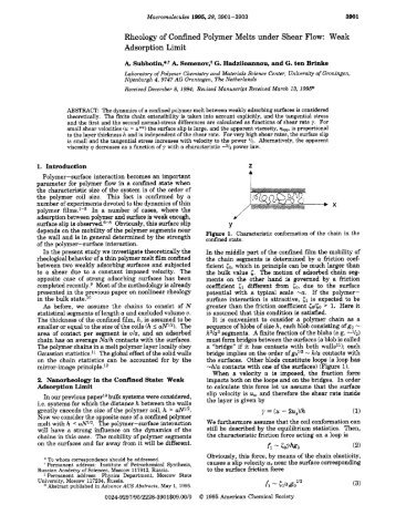 Rheology of Confined Polymer Melts under Shear Flow: Weak ...