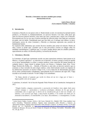 Derecho y Literatura: un nuevo modelo para armar. Instrucciones de ...