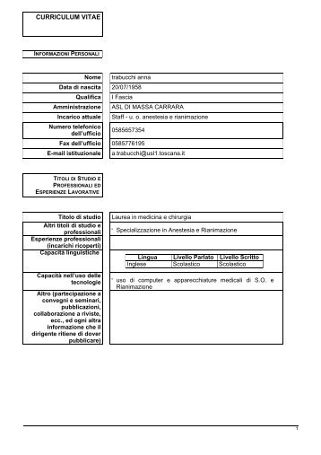 curriculum vitae - ASL 1 di Massa e Carrara