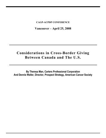 Considerations in Cross-Border Giving Between Canada and The U.S.