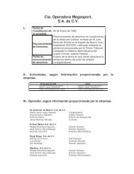 Cía. Operadora Megasport, S.A. de C.V. - Dirección General de ...