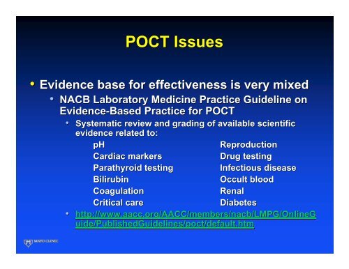 Current & Future Applications of Point of Care Testing