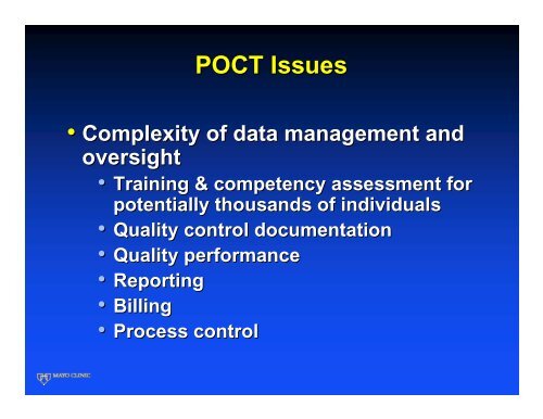 Current & Future Applications of Point of Care Testing