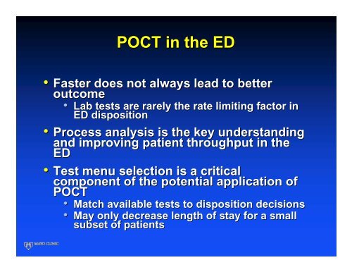 Current & Future Applications of Point of Care Testing