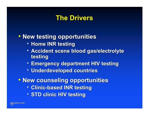 Current & Future Applications of Point of Care Testing