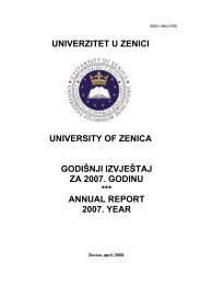 Godišnji izvještaj za 2007. godinu - Univerzitet u Zenici