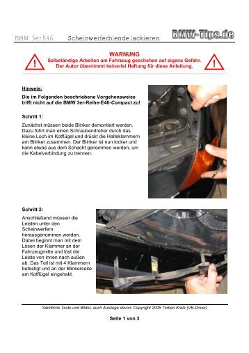 BMW 3er E46 Scheinwerferblende lackieren