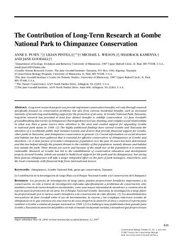 The Contribution of Long-Term Research at Gombe National Park to ...