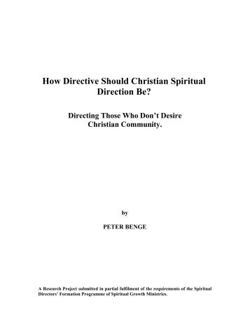 How Directive Should Christian Spiritual Direction Be? Directing ...
