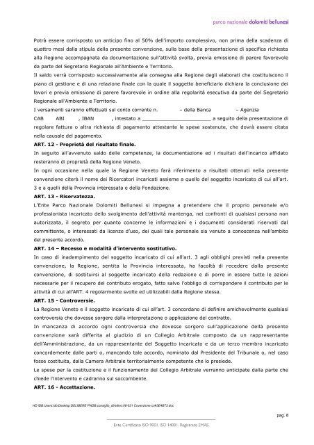 Convenzione con Regione Veneto per PDG ZPS Versante sud ...