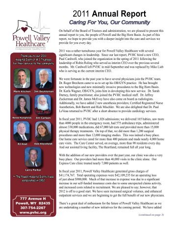 2011 Annual Report - Powell Valley Healthcare