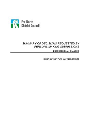 summary of decisions requested by persons making submissions