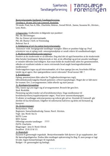 18. 06. 2013 Referat - SjÃ¦llands TandlÃ¦geforening