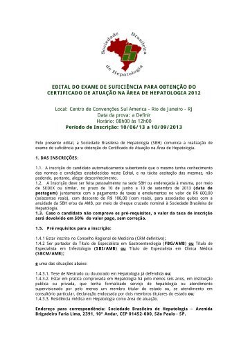 EDITAL DO EXAME DE SUFICIÊNCIA PARA OBTENÇÃO DO ...
