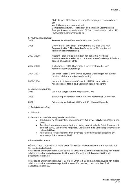 Kritisk kulturteori - SÃ¶dertÃ¶rns hÃ¶gskola