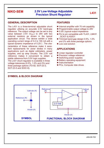 2.5V Low-Voltage Adjustable Precision Shunt Regulator NIKO-SEM ...