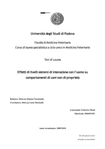 Università degli Studi di Padova Effetti di livelli estremi di interazione ...