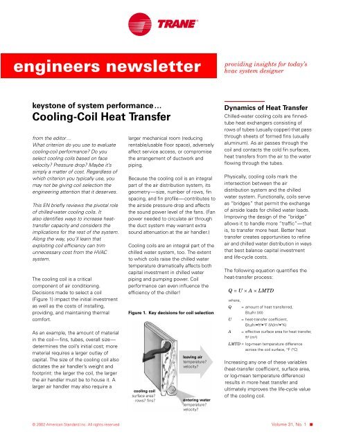 Trane Engineers Newsletter, vol 31-1