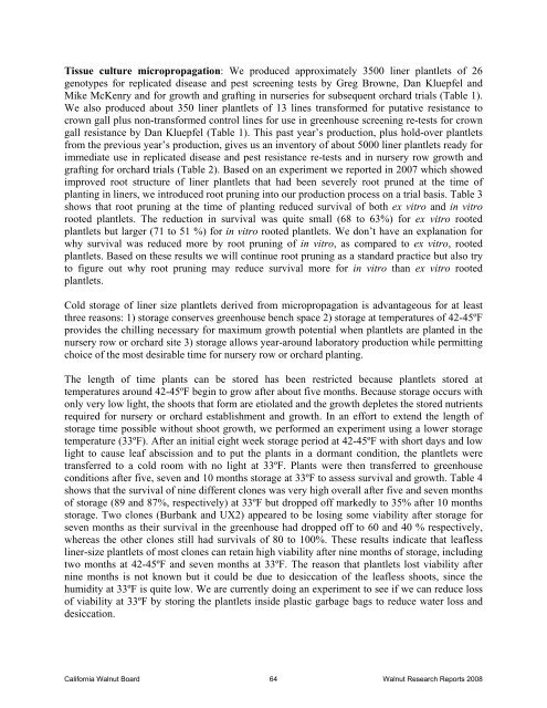 clonal propagation of walnut rootstock genotypes for genetic ...