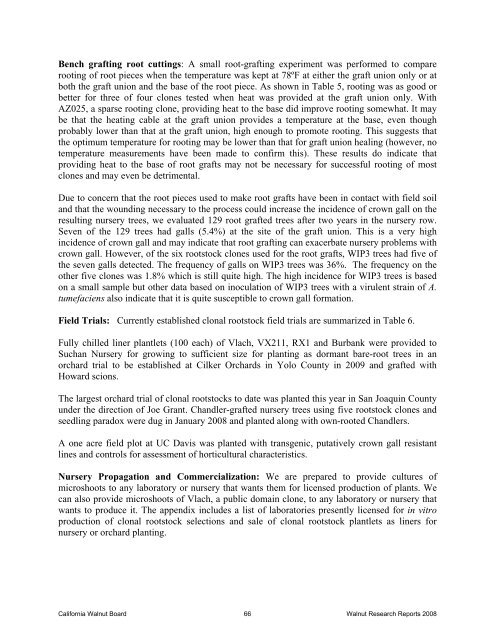 clonal propagation of walnut rootstock genotypes for genetic ...