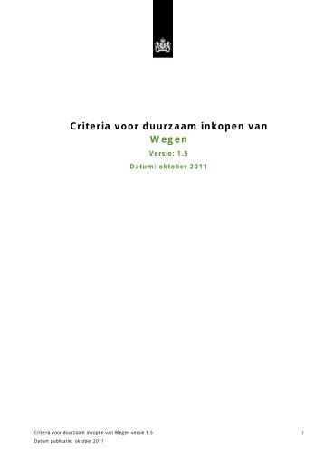 Criteria voor duurzaam inkopen van wegen - Pianoo