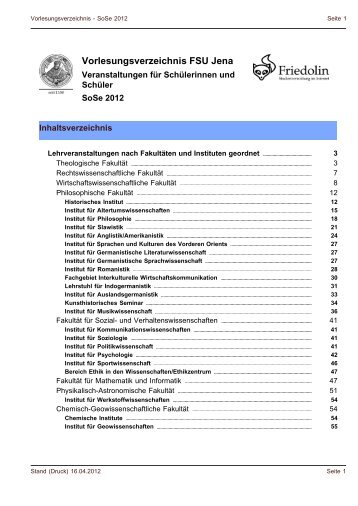 Vorlesungsverzeichnis FSU Jena - Friedolin - Friedrich-Schiller ...