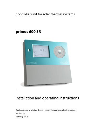 Primos 600 Installation & Operating Instructions