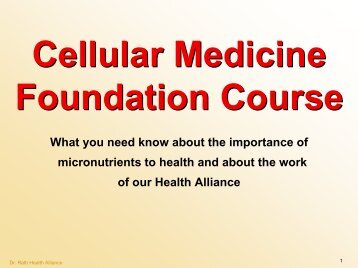 Cellular Medicine Foundation Course Cellular Medicine