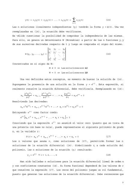 Notas sobre ecuaciones diferenciales. Aplicaciones a la TeorÃ­a del ...