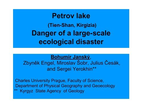 Petrov lake Danger of a large-scale ecological disaster - LIPortal