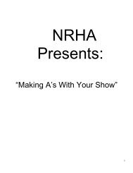 “Making A's With Your Show” - NRHA