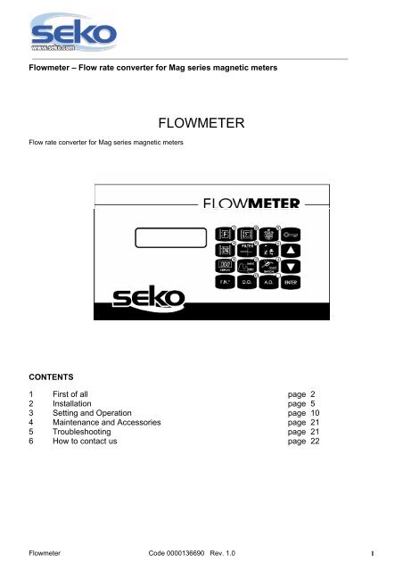 Seko Mag FlowMeter Instructi.. - UK