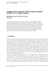Language learner autonomy and the European Language Portfolio ...
