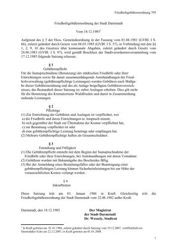 Friedhofsgebührenordnung der Stadt Darmstadt - Portal-Darmstadt