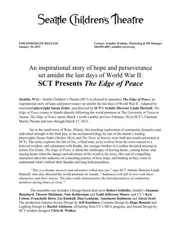 Press Release: The Edge of Peace - Seattle Children's Theatre