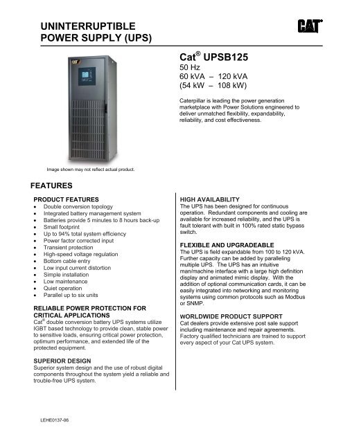 UNINTERRUPTIBLE POWER SUPPLY (UPS) Cat UPSB125