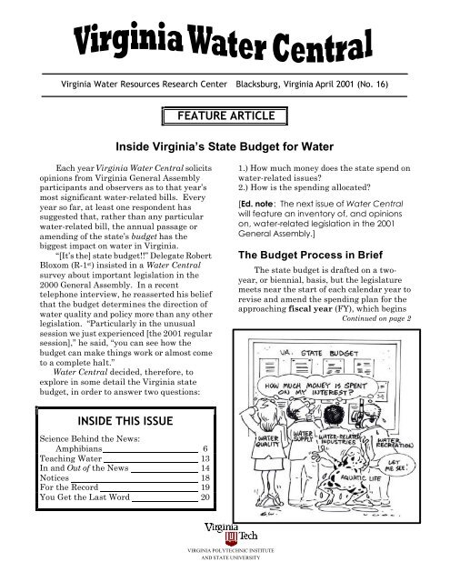 FEATURE ARTICLE Inside Virginia's State Budget for Water INSIDE ...