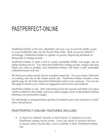 PASTPERFECT-ONLINE - PastPerfect Museum Software