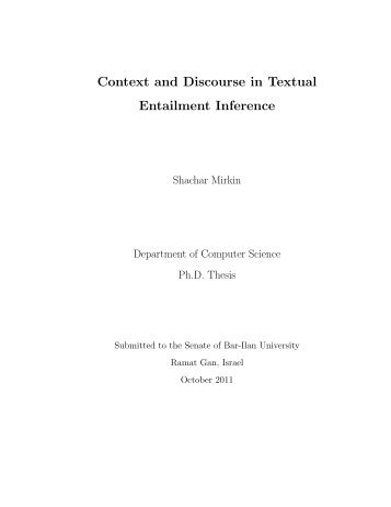 Context and Discourse in Textual Entailment Inference