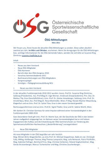 ÖSG-Mitteilungen - Österreichische Sportwissenschaftliche ...