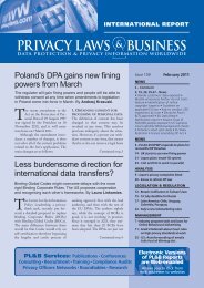 View newsletter sample... - Privacy Laws & Business