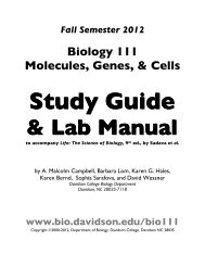 Fall Semester 2012 Biology 111 Molecules, Genes, & Cells Study ...