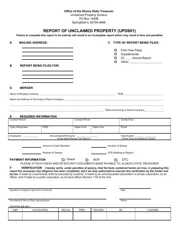 Holder Packet - Illinois Unclaimed Property - State of Illinois
