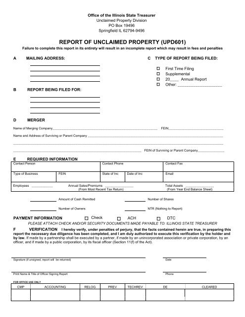 Holder Packet - Illinois Unclaimed Property - State of Illinois