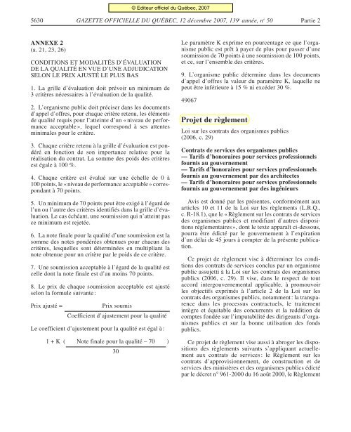 Contrats de services des organismes publics - Secrétariat du conseil ...