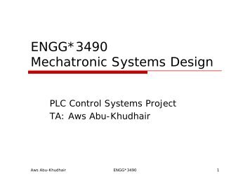 ENGG*3490 Mechatronic Systems Design