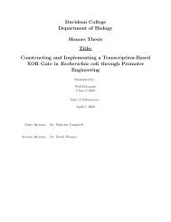 Davidson College Department of Biology Honors Thesis Title ...