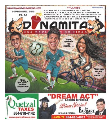 Septiembre, 2012 Ed. 26 Titulares - Dinamita Magazine