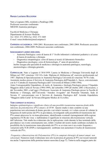 Prof. Renzo Boldorini - UniversitÃ  del Piemonte Orientale