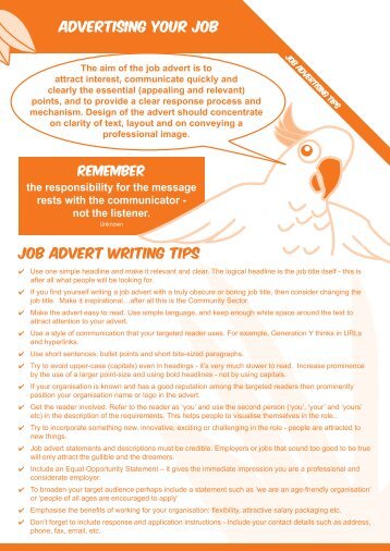 Advertising your job Job advert writing tips